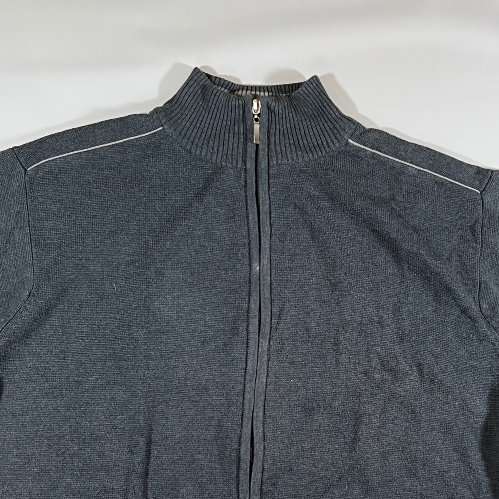 Attention Full Zip Sweater Mens XL Gray 0Mock Neck Knit Grandpa Core Dad Style - Picture 3 of 9